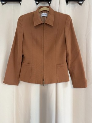 Diana Gallesi italienischer Designer Camel Zip Jacke Blazer - Größe UK 10 / IT 42