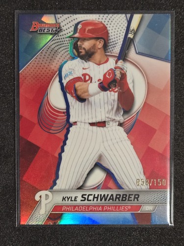 2025 Bowmans Best Kyle Schwarber Blue Lazer Refractor /150 - Afbeelding 1 van 2