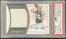 2018 National Treasures SAM DARNOLD Rookie Patch HOLO GOLD /10 PSA 8 AUTO 10