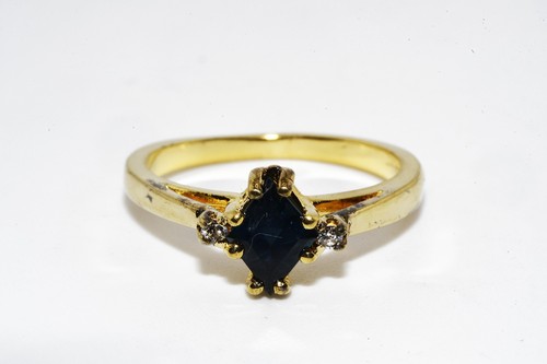 $395 .925 Sterling Silver .73CT Natural Blue Sapphire & Topaz 3 Stone Ring