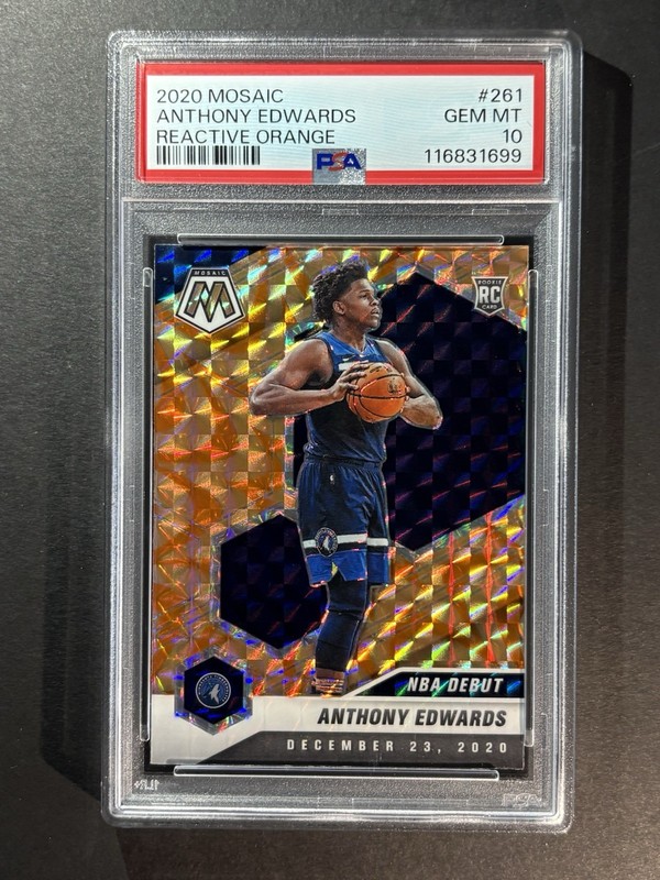 2020-21 Mosaic - NBA Debut Anthony Edwards #261 Reactive Orange (RC) PSA 10