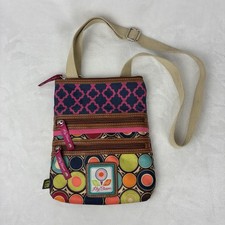 Lily Bloom Crossbody Purse Colorful Circles  Trellis -Adjustable Strap /Pockets