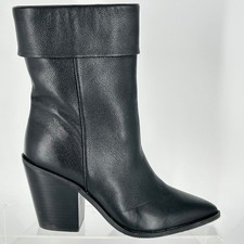 LISA VICKY Size 8 Black Leather Pointed Toe F...