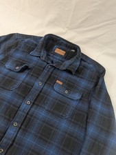 Orvis Shirt Mens XL Heavy Blue Black Plaid Flannel Button Up Long Sleeve Casual