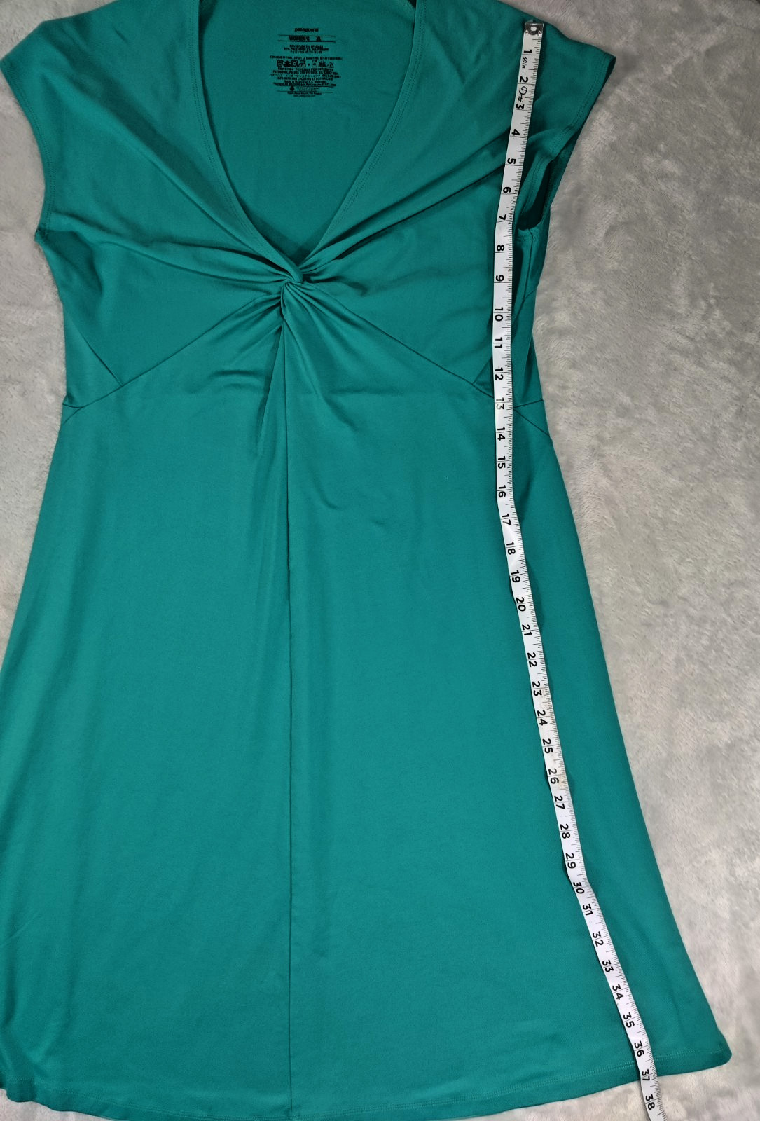 Patagonia XL Stretch Bandha Front Twist Teal Green Dress Summer Travel Vacation thumbnail 3