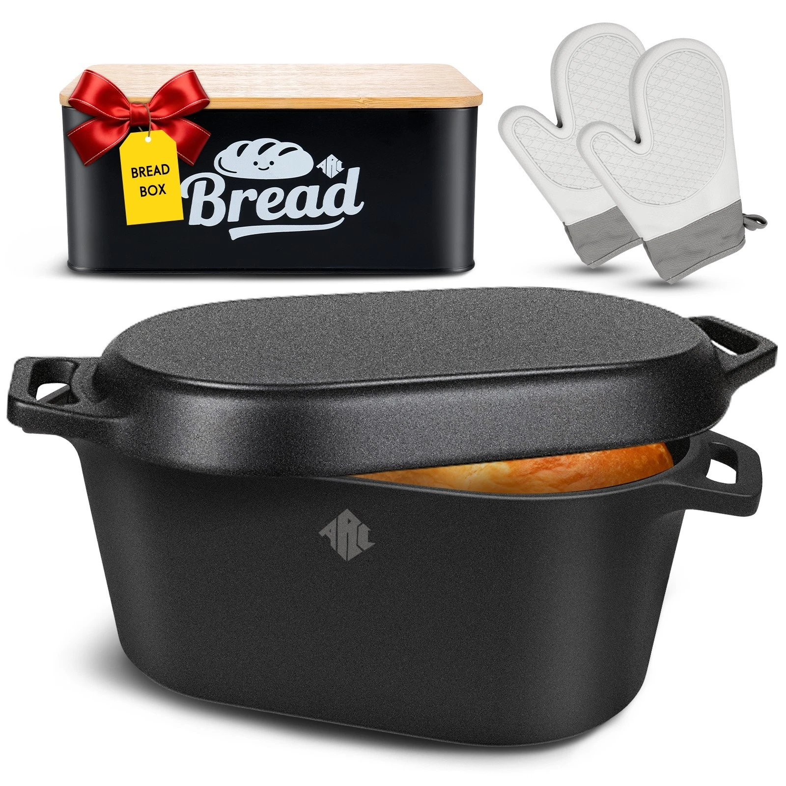 ARC Dutch Oven for Bread Baking, 3.6QT Oval Cast Iron Loaf Pan with Bread Box
Opens in a new window