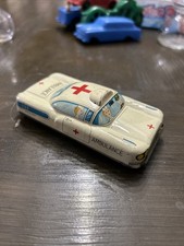 4" Tin Toy Friction Ambulance White Body with Red Cross Made In Japan - Works