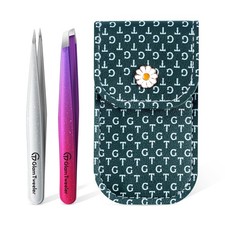 Precision Slant Point Tip Tweezers Set for Eyebrows, Facial Hair Removal