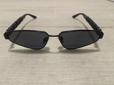 BALENCIAGA BB0107S 003 Cat Eye Metal Frame Full Rim Sunglasses Blue/Blue