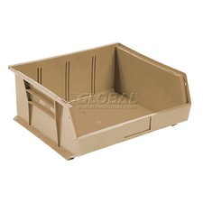 Plastic Stacking Bin 11 x 10-7/8 x 5 Beige Lot of 6