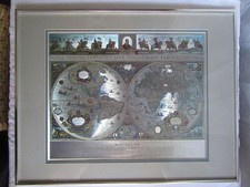 Blaeu Wall Map of Old and New World 22x28 Silver Foil