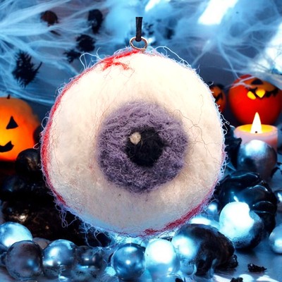 Creepy Eyeball Needle Felted Wool Halloween Ornament Artisan Created