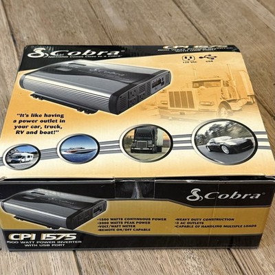 Cobra DC to AC Inverter 1500W-3000W USB Port + 3 Outlets (CPI1575)