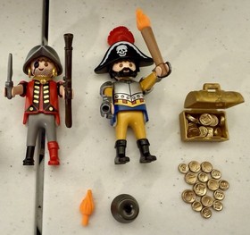 Playmobil Pirate Carry Case Set Boat Figures Treasure 2007 (COMPLETE) Good Cond.