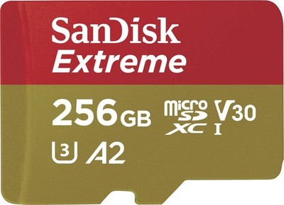 Sandisk Speicherkarte microSDXC Extreme 256GB 190MB/s A2 C10 V30 UHS + SDAdapter