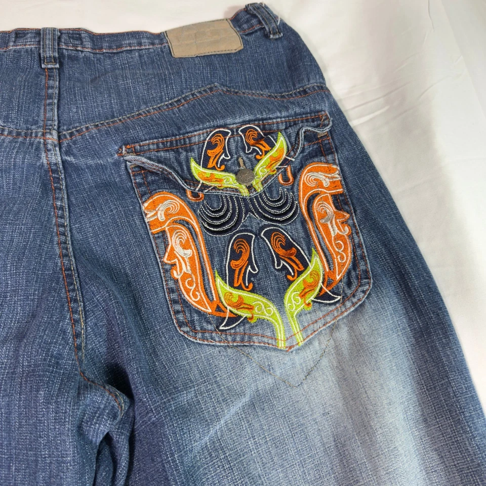 Red Ape Company刺绣牛仔蓝色牛仔裤男式38/32 — 第 4/4 张图片