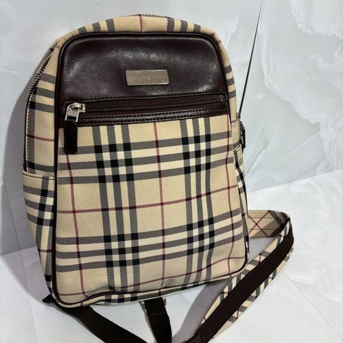Burberry Nova Check Logo Plate Leather Body Bag Crossbody One Shoulder Bag