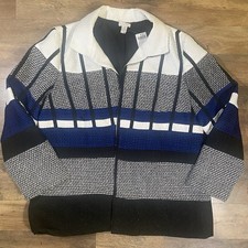 Chico  s Size 3 XL Jacket Open-Front Colorblock Blazer Black White Blue NWT