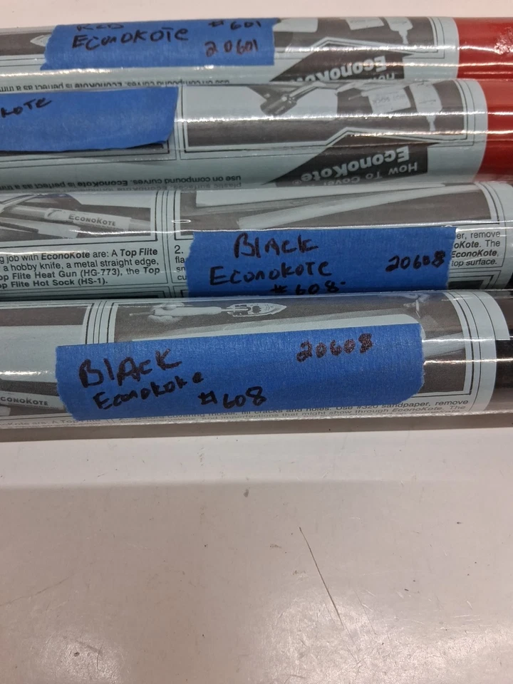 Top Flite EconoKote 4 Rolls 2 Red And 2 Black New Un Opened - Image 2 of 4