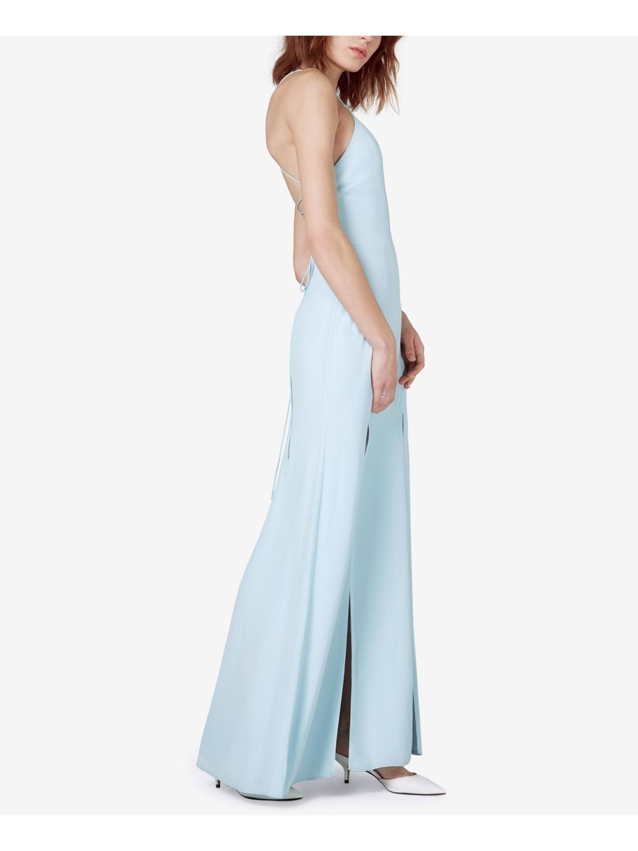 FAME AND PARTNERS Womens Light Blue Lace-up Back Sleeveless Formal Dress 0  | eBay