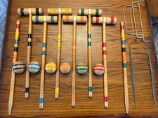 Vintage Wooden Croquet Complete Set excellent shape