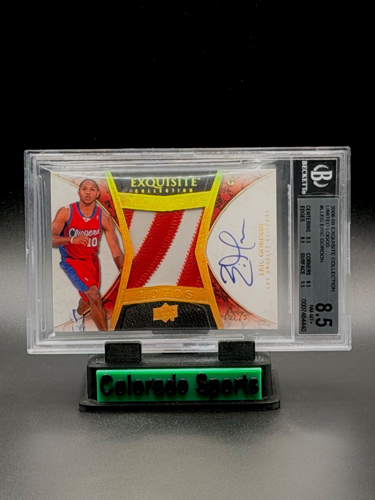 ERIC GORDON 2008-09 UD Exquisite Limited Logos Patch Autograph RC 15/25 BGS 8.5