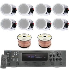 Home Theater System Kit - 6 Channel 6000 Watts Bluetooth Amplifier, 8 Qty of ...