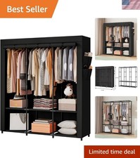 50-Inch Portable Closet Wardrobe Organizer - Durable Metal & Dustproof Fabric
