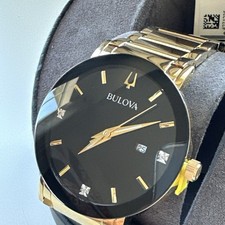 Bulova Futuro Mens Quartz Diamond Accent Date 42mm Watch 97D116