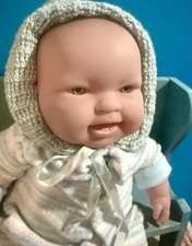 14" Berenguer/JC TOYS Baby Doll Vinyl Cloth Body Blue Eyes 2 Teeth EUC