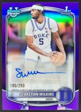 2025-26 Bowman Sebastian Wilkins Chrome Auto Purple Refractor /250 1st DD5