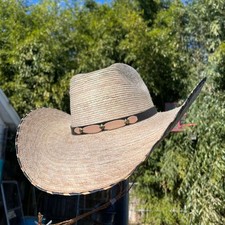 Outdoor Rustic Straw Hat for Men. Wide Brim Cowboy Hat. Sombrero Vaquero Cafe.