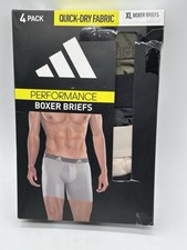 NEW 4 PACK MENS ADIDAS QUICK DRY PERFORMANCE TAG LESS BOXER BRIEFS SIZE X- LARGE