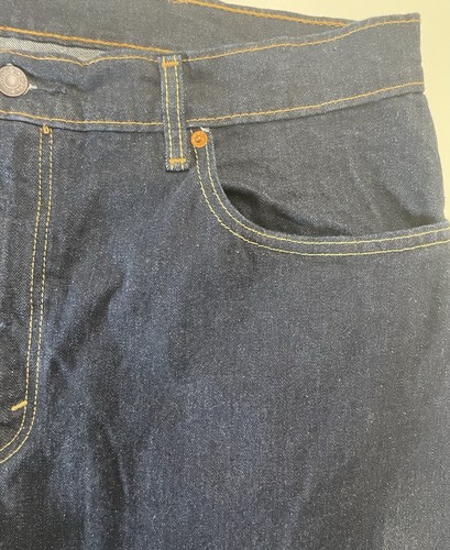 Jeans Levi 505 uomo regular 40x32 gamba dritta denim blu jeans lavaggio scuro mai usato - Foto 4 di 15