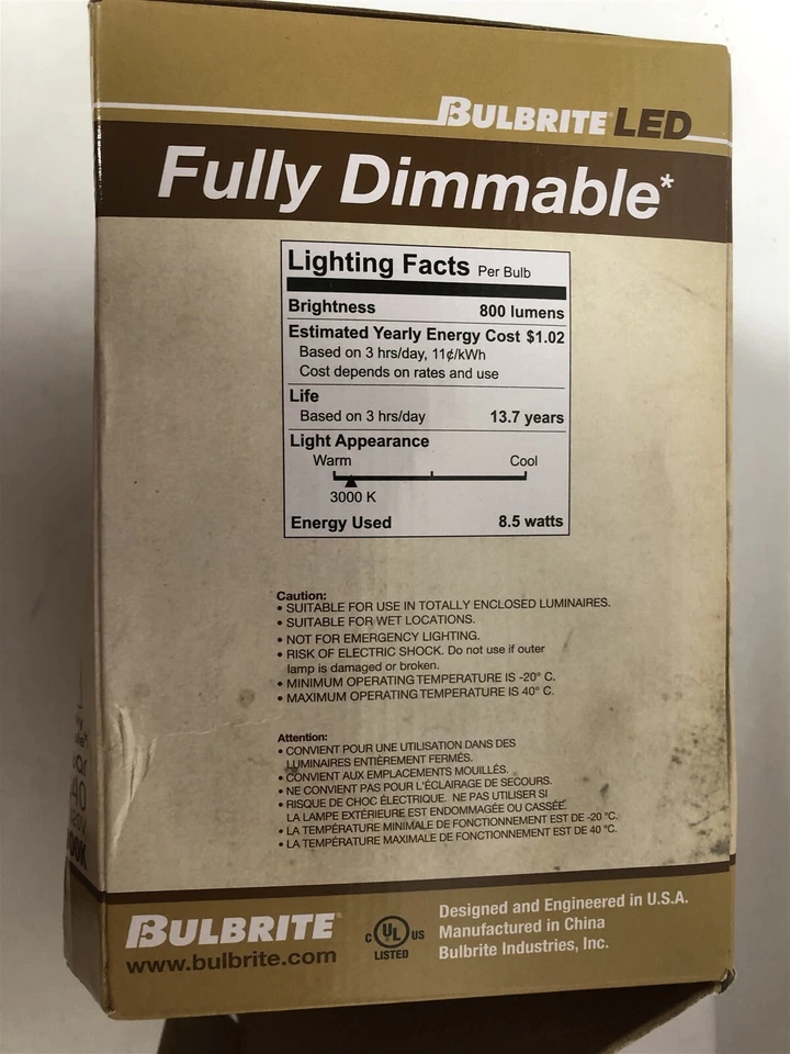 Bulbrite 8.5 Watt Dimmable Clear Filament G40 Medium (E26) LED Bulb- 800 lumens - Image 3 of 3