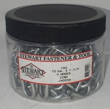 Stewart J4OSSH 10 Gauge x 1-1/4" S Hooks Zinc Qty 100