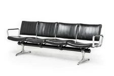 Chromcraft Black Vinyl 4 Seat Airport Bench by PDXoriginals - Vintage Furniture