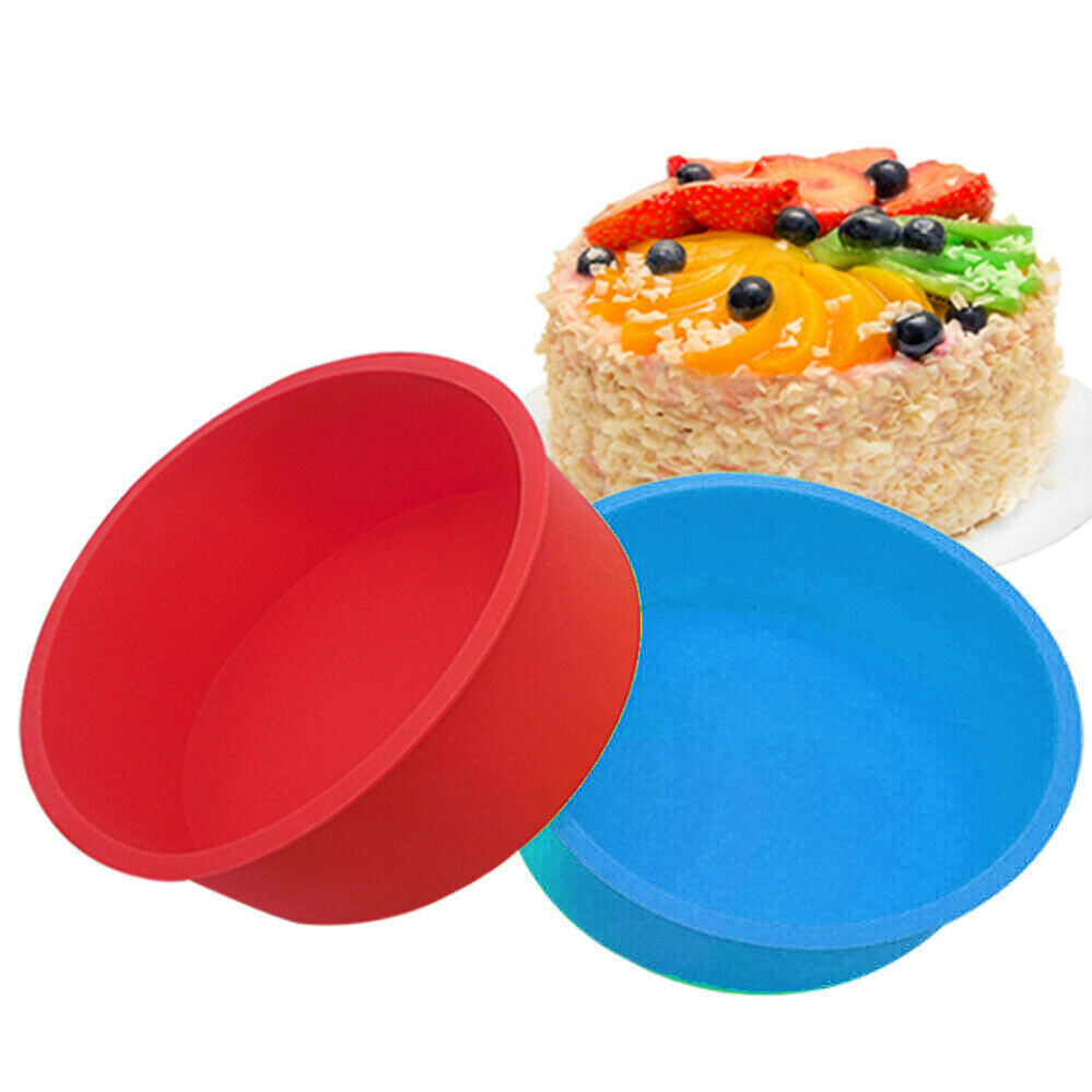 2x6inch Silicone Cake Pan Tray Mould Home Bakeware 18CM Round Non Stick  Bake New