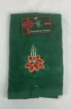 Vintage Sultan's Linens Fingertip Towel Kitchen Towel Christmas Poinsettia New
