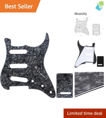 4-Ply Black Pearl Pickguard & Matching Backplate Set for Fender Strat Guitars