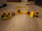 Vintage Fisher Price Little People Playground Set Merry Go Round Slide swing Dog