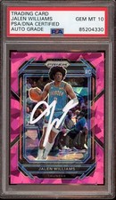 2022 Panini Prizm #246 Jalen Williams Signed Pink Ice Rookie Card Psa GM 10 AUTO