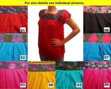 Authentic Handmade embroidered ladies Mexican blouse Stretch Cross Stitch