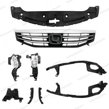 9PC For ACCORD 2011 2012 Front Upper Chrome Grille Fog Bumper headlight brackets