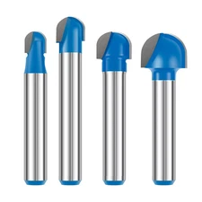 4Pcs/Set 1/4 inch Shank Solid Carbide Round Nose Router Bit Replacement