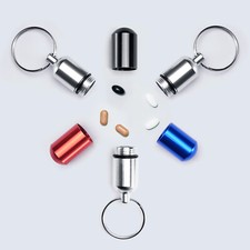 2PCS outdoor Pill box Keychain Medicine Case Bottle Drug Holder container