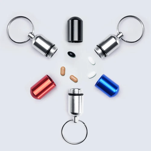 2PCS outdoor Pill box Keychain Medicine Case Bottle Drug Holder container - Picture 1 of 7