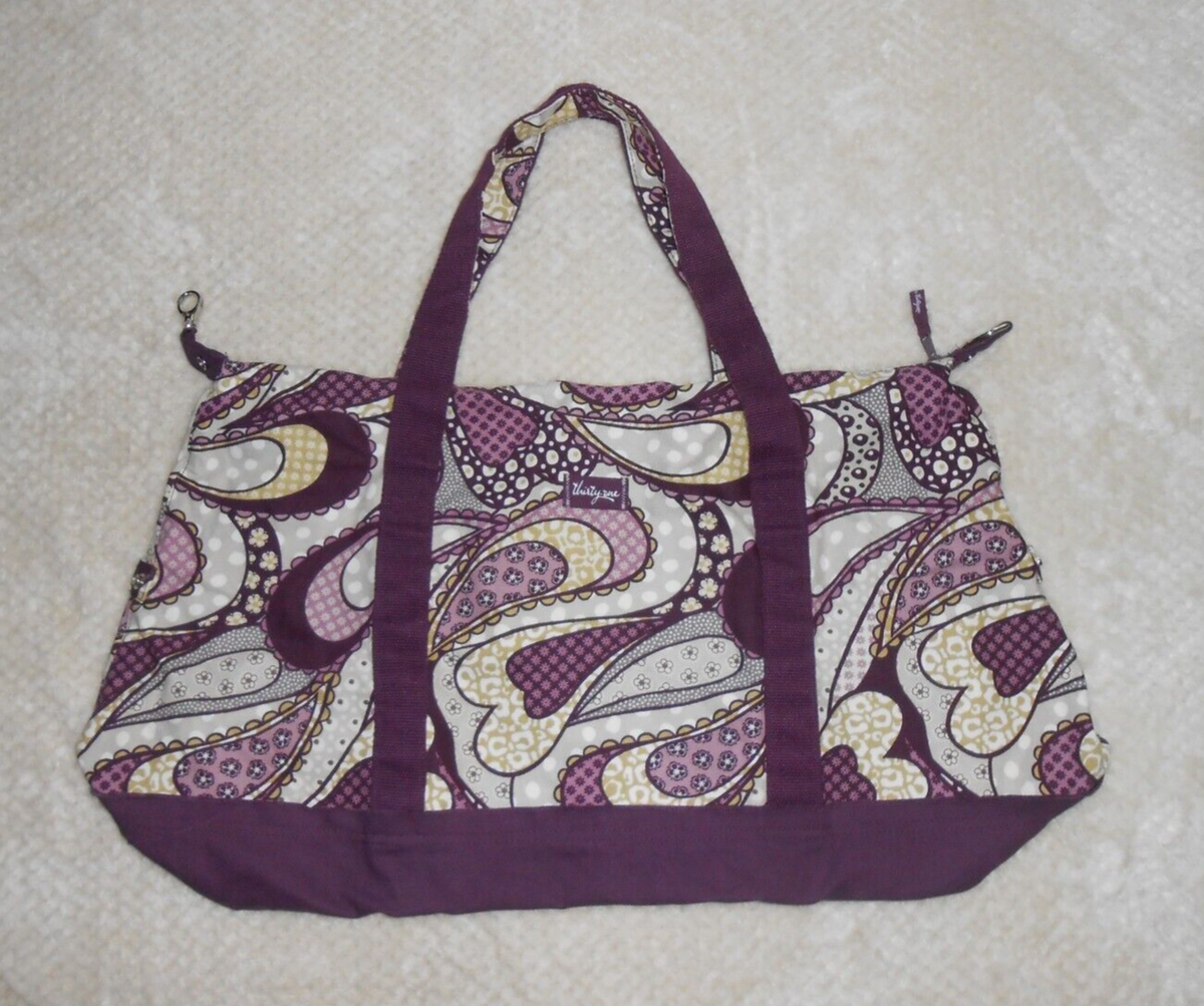 Thirty-One Retro Metro Weekender Bag Purple Paisley Travel Gym Beach Duffle