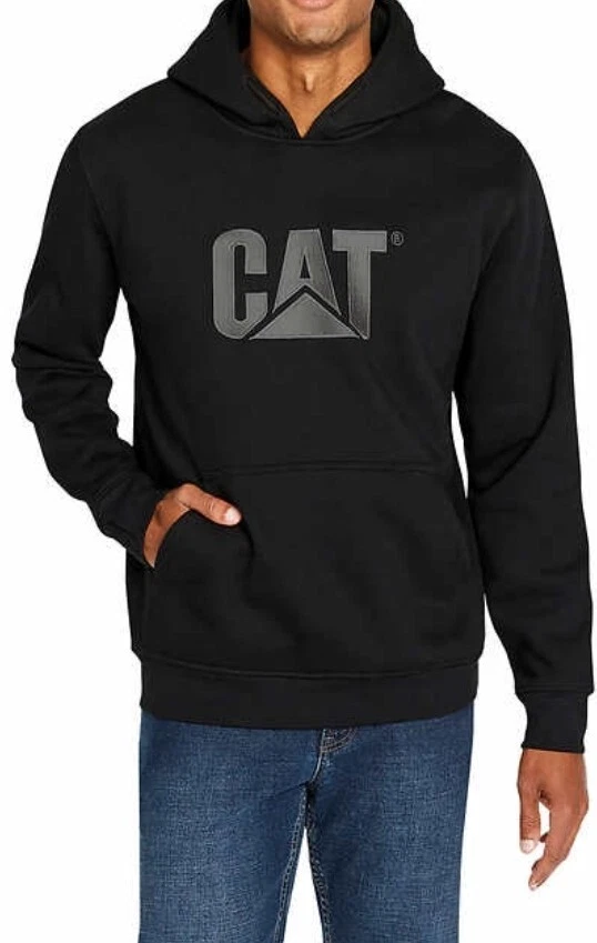 NEW Caterpillar Menu0026#039;s Hooded Sweatshirt Hoodie CAT Logo Heavyweight  Pocket Black | eBay