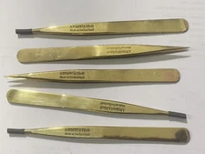 Lot of 5 BRASS Tweezers A.DUMONT&Fils 1 AM PROJECT REPAIR REFURBISHED